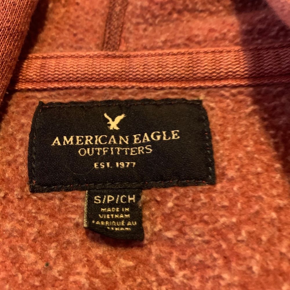 American Eagle Maroon Vintage Wash Fitted Hoodie Sweatshirt Small - Picture 8 of 10